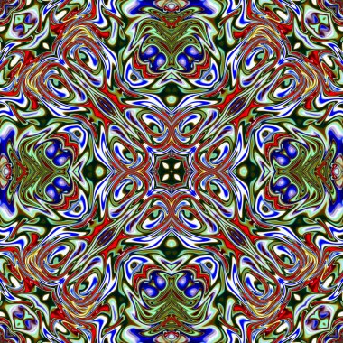 Benzersiz mandala, oryantal model, mistik motifi, arka plan. Fantastik fraktal tasarım, renkli dijital sanat, geometrik doku.