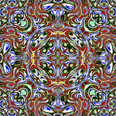 Benzersiz mandala, oryantal model, mistik motifi, arka plan. Fantastik fraktal tasarım, renkli dijital sanat, geometrik doku.