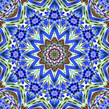 Benzersiz mandala, oryantal model, mistik motifi, arka plan. Fantastik fraktal tasarım, renkli dijital sanat, geometrik doku.