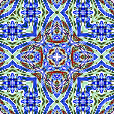 Benzersiz mandala, oryantal model, mistik motifi, arka plan. Fantastik fraktal tasarım, renkli dijital sanat, geometrik doku.