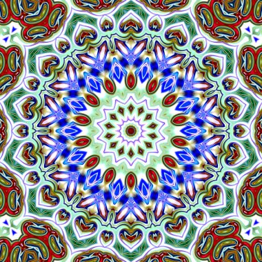 Benzersiz mandala, oryantal model, mistik motifi, arka plan. Fantastik fraktal tasarım, renkli dijital sanat, geometrik doku.