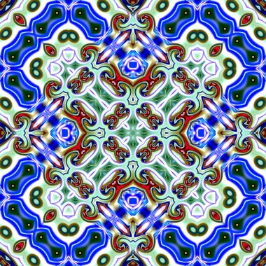 Benzersiz mandala, oryantal model, mistik motifi, arka plan. Fantastik fraktal tasarım, renkli dijital sanat, geometrik doku.