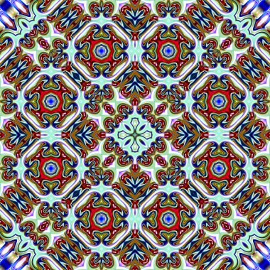 Benzersiz mandala, oryantal model, mistik motifi, arka plan. Fantastik fraktal tasarım, renkli dijital sanat, geometrik doku.