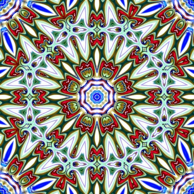 Benzersiz mandala, oryantal model, mistik motifi, arka plan. Fantastik fraktal tasarım, renkli dijital sanat, geometrik doku.