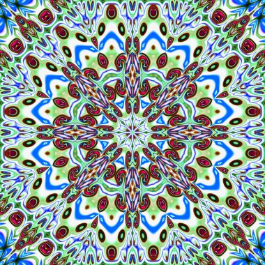 Benzersiz mandala, oryantal model, mistik motifi, arka plan. Fantastik fraktal tasarım, renkli dijital sanat, geometrik doku.