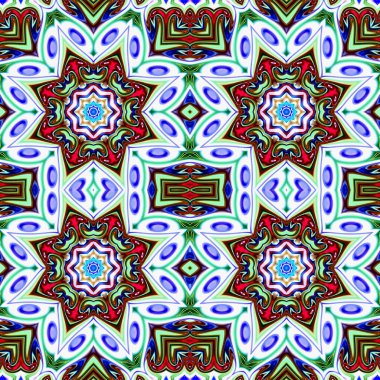 Benzersiz mandala, oryantal model, mistik motifi, arka plan. Fantastik fraktal tasarım, renkli dijital sanat, geometrik doku.