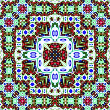 Benzersiz mandala, oryantal model, mistik motifi, arka plan. Fantastik fraktal tasarım, renkli dijital sanat, geometrik doku.