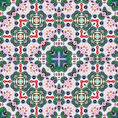 Benzersiz mandala, oryantal model, mistik motifi, arka plan. Fantastik fraktal tasarım, renkli dijital sanat, geometrik doku.