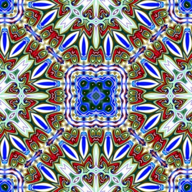 Benzersiz mandala, oryantal model, mistik motifi, arka plan. Fantastik fraktal tasarım, renkli dijital sanat, geometrik doku.