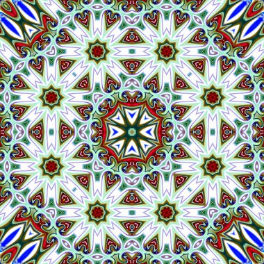 Benzersiz mandala, oryantal model, mistik motifi, arka plan. Fantastik fraktal tasarım, renkli dijital sanat, geometrik doku.