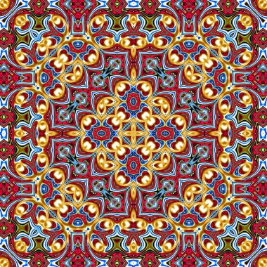 Benzersiz mandala, oryantal model, mistik motifi, arka plan. Fantastik fraktal tasarım, renkli dijital sanat, geometrik doku.