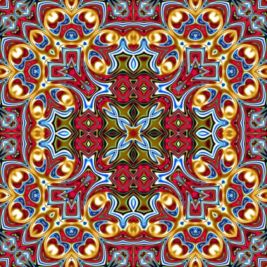 Benzersiz mandala, oryantal model, mistik motifi, arka plan. Fantastik fraktal tasarım, renkli dijital sanat, geometrik doku.