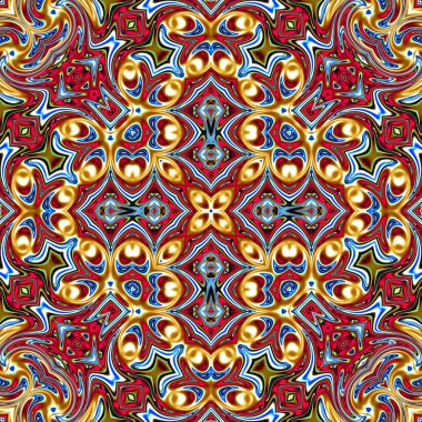 Benzersiz mandala, oryantal model, mistik motifi, arka plan. Fantastik fraktal tasarım, renkli dijital sanat, geometrik doku.