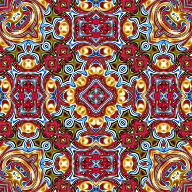 Benzersiz mandala, oryantal model, mistik motifi, arka plan. Fantastik fraktal tasarım, renkli dijital sanat, geometrik doku.