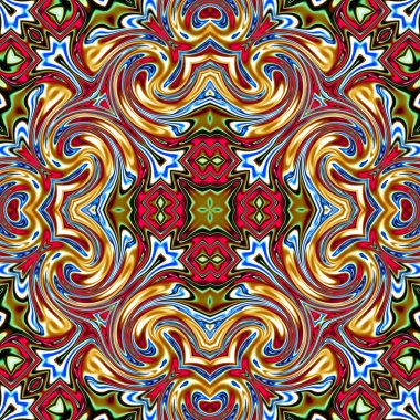 Benzersiz mandala, oryantal model, mistik motifi, arka plan. Fantastik fraktal tasarım, renkli dijital sanat, geometrik doku.