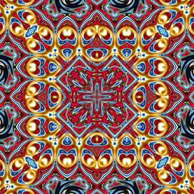 Benzersiz mandala, oryantal model, mistik motifi, arka plan. Fantastik fraktal tasarım, renkli dijital sanat, geometrik doku.