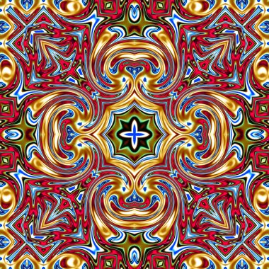 Benzersiz mandala, oryantal model, mistik motifi, arka plan. Fantastik fraktal tasarım, renkli dijital sanat, geometrik doku.