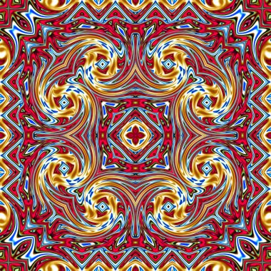 Benzersiz mandala, oryantal model, mistik motifi, arka plan. Fantastik fraktal tasarım, renkli dijital sanat, geometrik doku.