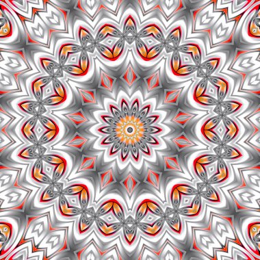 Benzersiz mandala, oryantal model, mistik motifi, arka plan. Fantastik fraktal tasarım, renkli dijital sanat, geometrik doku.