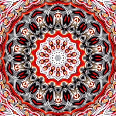 Benzersiz mandala, oryantal model, mistik motifi, arka plan. Fantastik fraktal tasarım, renkli dijital sanat, geometrik doku.