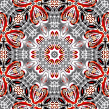 Benzersiz mandala, oryantal model, mistik motifi, arka plan. Fantastik fraktal tasarım, renkli dijital sanat, geometrik doku.