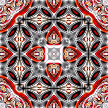 Benzersiz mandala, oryantal model, mistik motifi, arka plan. Fantastik fraktal tasarım, renkli dijital sanat, geometrik doku.