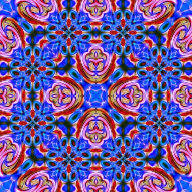 Benzersiz mandala, oryantal model, mistik motifi, arka plan. Fantastik fraktal tasarım, renkli dijital sanat, geometrik doku.