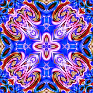 Benzersiz mandala, oryantal model, mistik motifi, arka plan. Fantastik fraktal tasarım, renkli dijital sanat, geometrik doku.