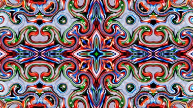 Benzersiz mandala, oryantal model, mistik motifi, arka plan. Fantastik fraktal tasarım, renkli dijital sanat, geometrik doku.