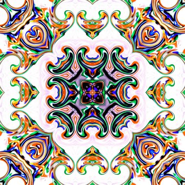 Benzersiz mandala, oryantal model, mistik motifi, arka plan. Fantastik fraktal tasarım, renkli dijital sanat, geometrik doku.