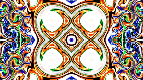 ユニークなマンダラ 東洋パターン 神秘的なモチーフ 抽象的な背景 幻想的なフラクタル デザイン カラフルなデジタル アート 幾何学的なテクスチャー — ストック写真