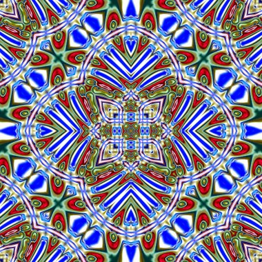 Benzersiz mandala, oryantal model, mistik motifi, arka plan. Fantastik fraktal tasarım, renkli dijital sanat, geometrik doku.