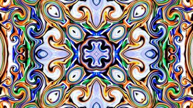 Benzersiz mandala, oryantal model, mistik motifi, arka plan. Fantastik fraktal tasarım, renkli dijital sanat, geometrik doku.