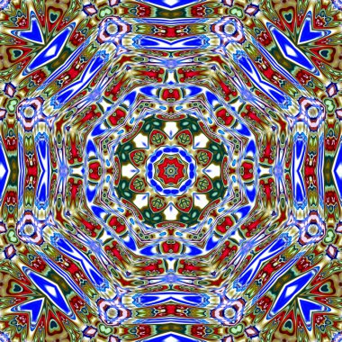 Benzersiz mandala, oryantal model, mistik motifi, arka plan. Fantastik fraktal tasarım, renkli dijital sanat, geometrik doku.