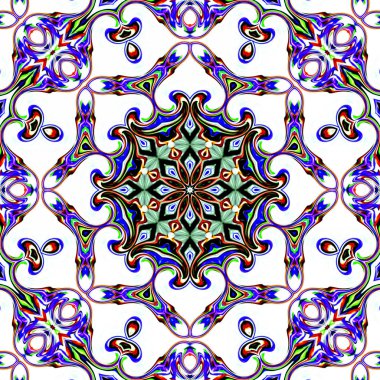 Benzersiz mandala, oryantal model, mistik motifi, arka plan. Fantastik fraktal tasarım, renkli dijital sanat, geometrik doku.