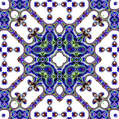 Benzersiz mandala, oryantal model, mistik motifi, arka plan. Fantastik fraktal tasarım, renkli dijital sanat, geometrik doku.