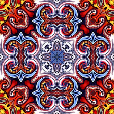 Benzersiz mandala, oryantal model, mistik motifi, arka plan. Fantastik fraktal tasarım, renkli dijital sanat, geometrik doku.