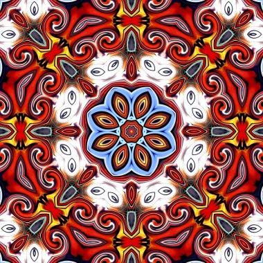 Benzersiz mandala, oryantal model, mistik motifi, arka plan. Fantastik fraktal tasarım, renkli dijital sanat, geometrik doku.