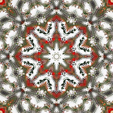 Benzersiz mandala, oryantal model, mistik motifi, arka plan. Fantastik fraktal tasarım, renkli dijital sanat, geometrik doku.