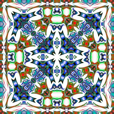 Benzersiz mandala, oryantal model, mistik motifi, arka plan. Fantastik fraktal tasarım, renkli dijital sanat, geometrik doku.