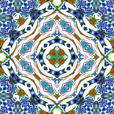 Benzersiz mandala, oryantal model, mistik motifi, arka plan. Fantastik fraktal tasarım, renkli dijital sanat, geometrik doku.