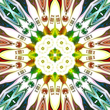 Oryantal model, mistik motifi, arka plan. Muhteşem tasarım, renkli dijital sanat, geometrik doku.