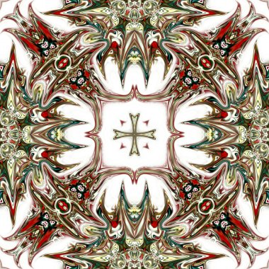 Oryantal model, mistik motifi, arka plan. Fantastik fraktal tasarım, renkli dijital sanat, geometrik doku.