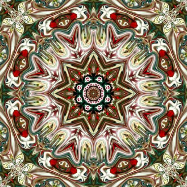 Oryantal model, mistik motifi, arka plan. Fantastik fraktal tasarım, renkli dijital sanat, geometrik doku.