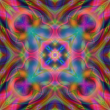 Oryantal model, mistik motifi, arka plan. Fantastik fraktal tasarım, renkli dijital sanat, geometrik doku.