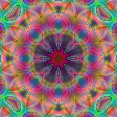 Oryantal model, mistik motifi, arka plan. Fantastik fraktal tasarım, renkli dijital sanat, geometrik doku.