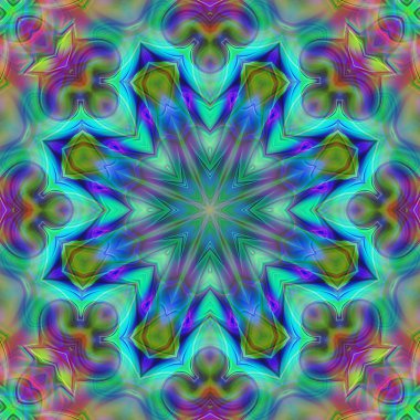 Oryantal model, mistik motifi, arka plan. Fantastik fraktal tasarım, renkli dijital sanat, geometrik doku.