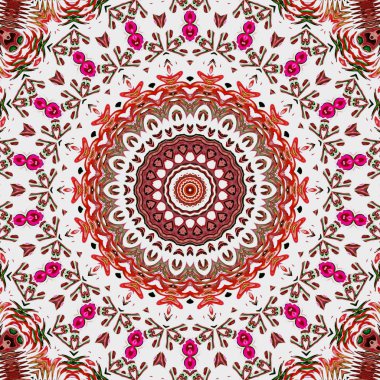 Oryantal model, mistik motifi, arka plan. Muhteşem tasarım, renkli dijital sanat, geometrik doku.