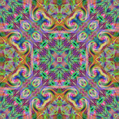 Oryantal model, mistik motifi, arka plan. Muhteşem tasarım, renkli dijital sanat, geometrik doku.