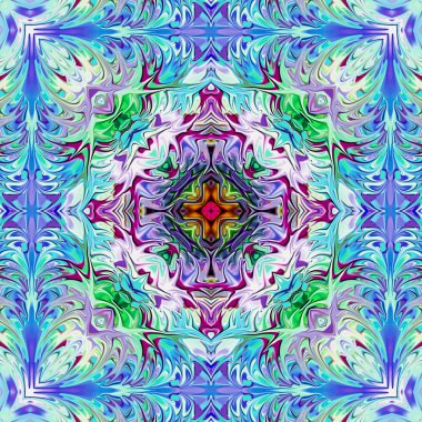 Oryantal model, mistik motifi, arka plan. Muhteşem tasarım, renkli dijital sanat, geometrik doku.